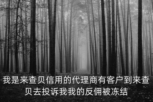 來查貝，我是來查貝信用的代理商有客戶到來查貝去投訴我我的反傭被凍結(jié)