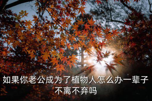 植物人老公，丈夫是植物人已經(jīng)能夠一年半了我可以提出離婚嗎