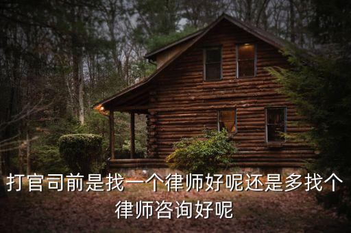 找律師，打官司前是找一個律師好呢還是多找個律師咨詢好呢