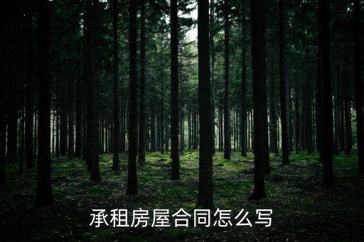 承租房屋合同怎么寫