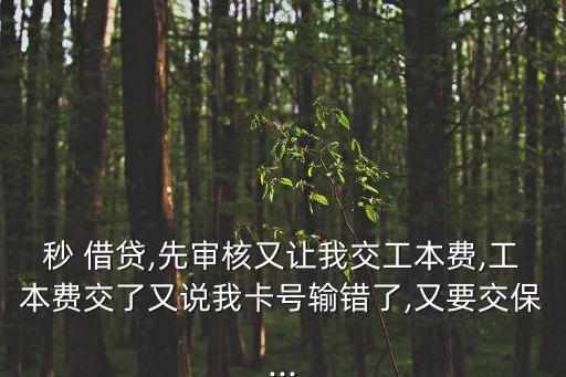 秒 借貸,先審核又讓我交工本費,工本費交了又說我卡號輸錯了,又要交保...