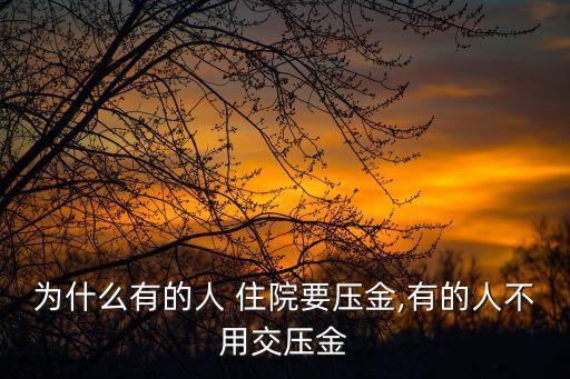 為什么有的人 住院要壓金,有的人不用交壓金