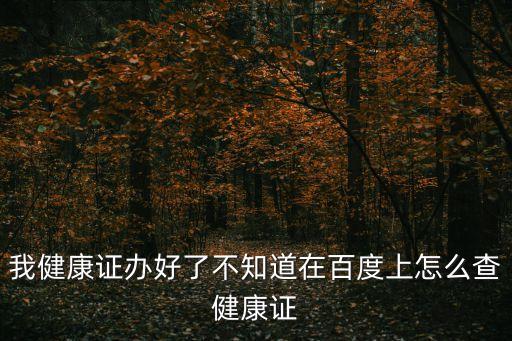 我健康證辦好了不知道在百度上怎么查健康證