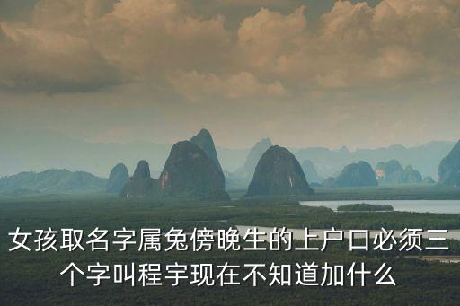程宇，女孩取名字屬兔傍晚生的上戶口必須三個(gè)字叫程宇現(xiàn)在不知道加什么