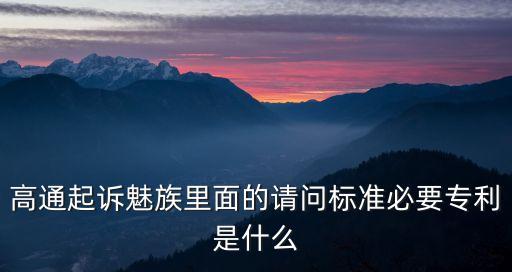 高通起訴魅族里面的請(qǐng)問(wèn)標(biāo)準(zhǔn)必要專(zhuān)利是什么