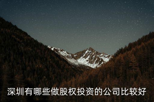 深圳有哪些做股權(quán)投資的公司比較好