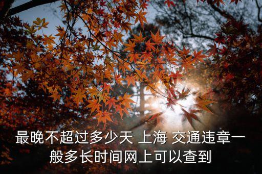 最晚不超過(guò)多少天 上海 交通違章一般多長(zhǎng)時(shí)間網(wǎng)上可以查到