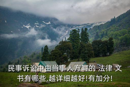 民事訴訟中由當(dāng)事人方寫的 法律 文書有哪些,越詳細(xì)越好!有加分!