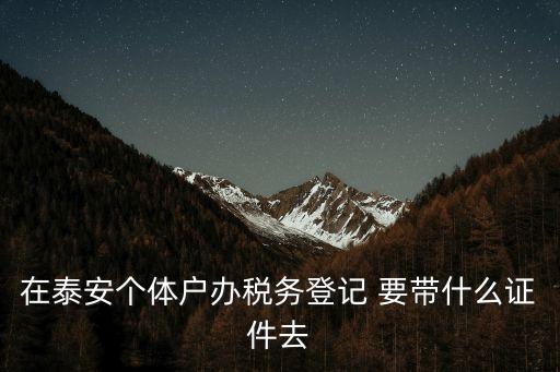 泰安地稅，在泰安個(gè)體戶辦稅務(wù)登記 要帶什么證件去