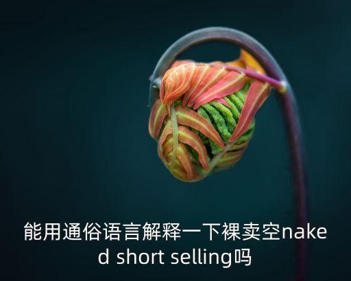 能用通俗語言解釋一下裸賣空naked short selling嗎
