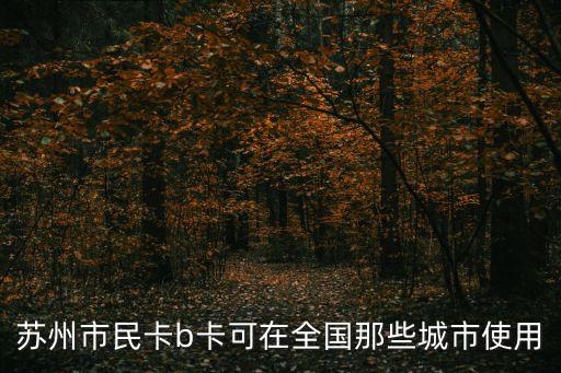 蘇州市民卡b卡可在全國那些城市使用