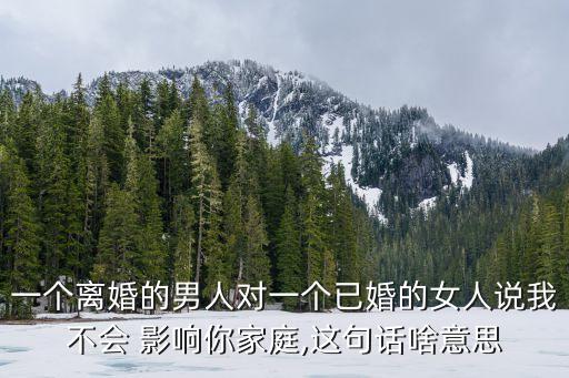 一個(gè)離婚的男人對(duì)一個(gè)已婚的女人說(shuō)我不會(huì) 影響你家庭,這句話啥意思