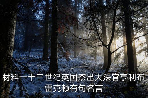 英國(guó)大法官，材料一十三世紀(jì)英國(guó)杰出大法官亨利布雷克頓有句名言