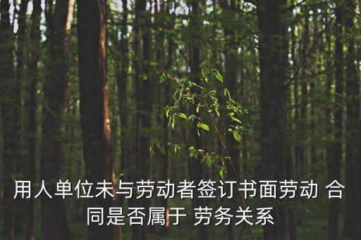 用人單位未與勞動(dòng)者簽訂書面勞動(dòng) 合同是否屬于 勞務(wù)關(guān)系