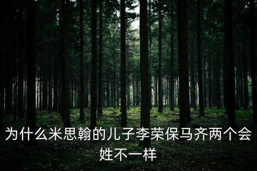 為什么米思翰的兒子李榮保馬齊兩個會姓不一樣