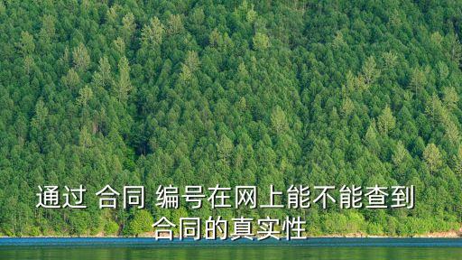 通過 合同 編號在網(wǎng)上能不能查到 合同的真實性