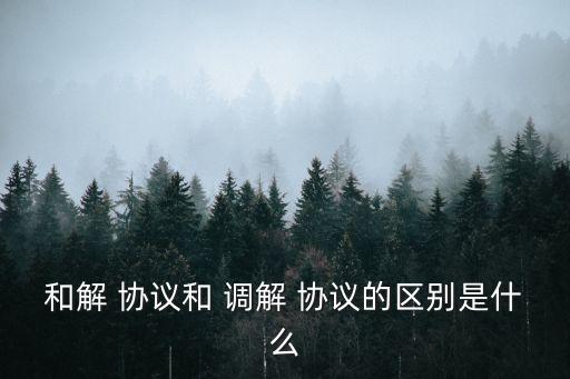 民事調(diào)解書和調(diào)解協(xié)議