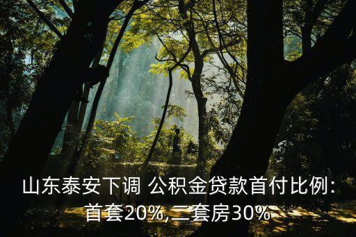 山東泰安下調 公積金貸款首付比例:首套20%,二套房30%