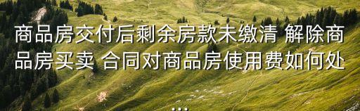 商品房交付后剩余房款未繳清 解除商品房買賣 合同對(duì)商品房使用費(fèi)如何處...
