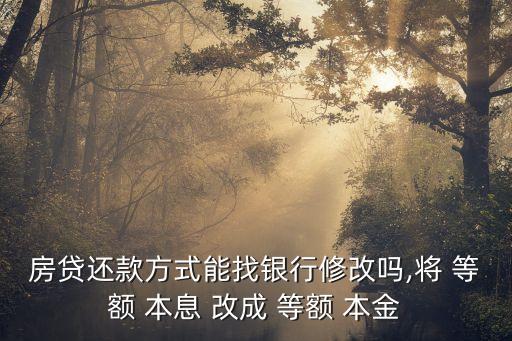 等額本息可以改成等額本金嗎,住房公積金等額本息可以改成等額本金嗎