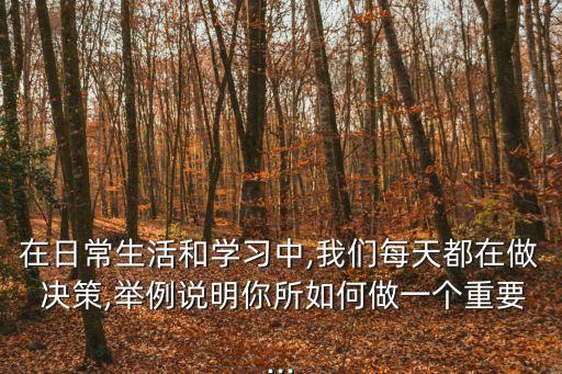 在日常生活和學(xué)習(xí)中,我們每天都在做 決策,舉例說明你所如何做一個(gè)重要...