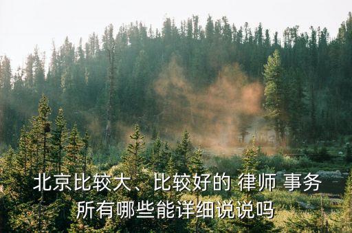  北京比較大、比較好的 律師 事務(wù)所有哪些能詳細(xì)說(shuō)說(shuō)嗎