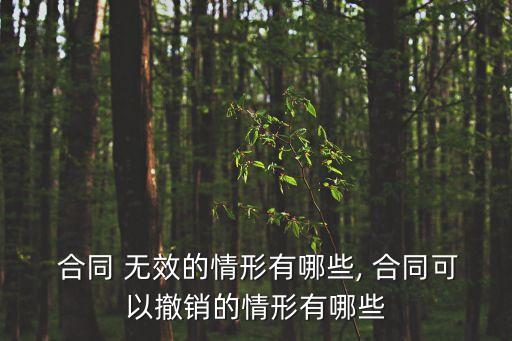  合同 無(wú)效的情形有哪些, 合同可以撤銷的情形有哪些