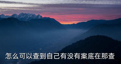 怎么可以查到自己有沒(méi)有案底在那查