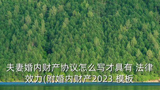 夫妻婚內(nèi)財產(chǎn)協(xié)議怎么寫才具有 法律效力(附婚內(nèi)財產(chǎn)2023 模板