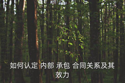 如何認(rèn)定 內(nèi)部 承包 合同關(guān)系及其效力