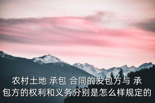農(nóng)村土地 承包 合同的發(fā)包方與 承包方的權(quán)利和義務(wù)分別是怎么樣規(guī)定的