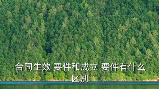  合同生效 要件和成立 要件有什么區(qū)別