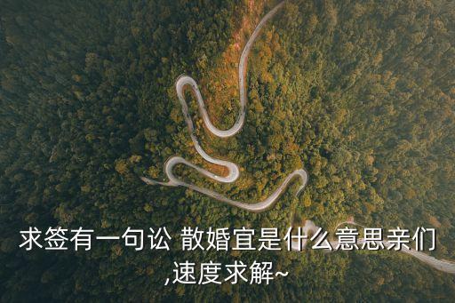 求簽有一句訟 散婚宜是什么意思親們,速度求解~