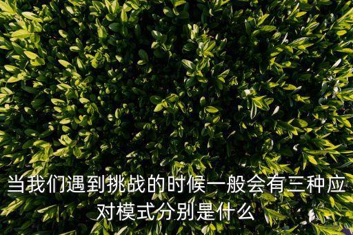 當(dāng)我們遇到挑戰(zhàn)的時候一般會有三種應(yīng)對模式分別是什么