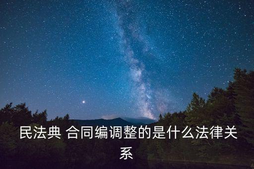  民法典 合同編調整的是什么法律關系