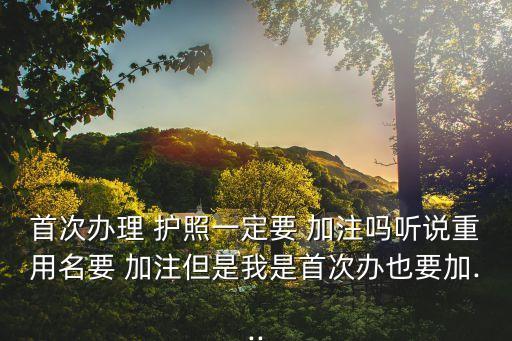 首次辦理 護(hù)照一定要 加注嗎聽說重用名要 加注但是我是首次辦也要加...