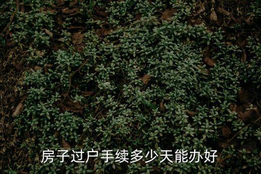 房子過戶手續(xù)多少天能辦好