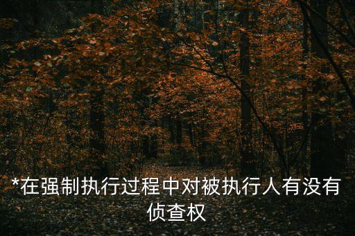 *在強(qiáng)制執(zhí)行過程中對(duì)被執(zhí)行人有沒有偵查權(quán)