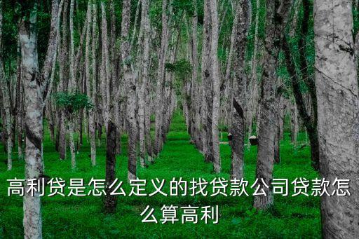 高利貸是怎么定義的找貸款公司貸款怎么算高利