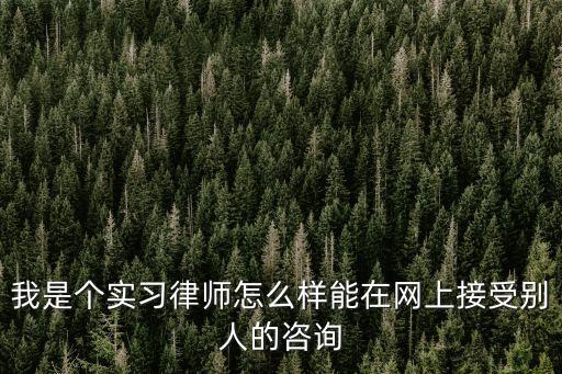 法律家，我是個(gè)實(shí)習(xí)律師怎么樣能在網(wǎng)上接受別人的咨詢
