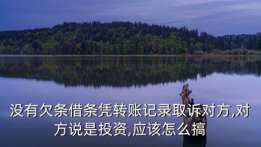 沒有欠條借條憑轉(zhuǎn)賬記錄取訴對方,對方說是投資,應(yīng)該怎么搞