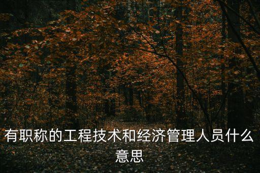 經(jīng)濟(jì)員，有職稱的工程技術(shù)和經(jīng)濟(jì)管理人員什么意思